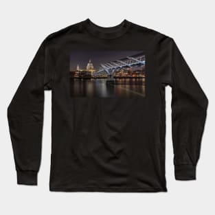 Millennium Bridge over River Thames with St Pauls Long Sleeve T-Shirt